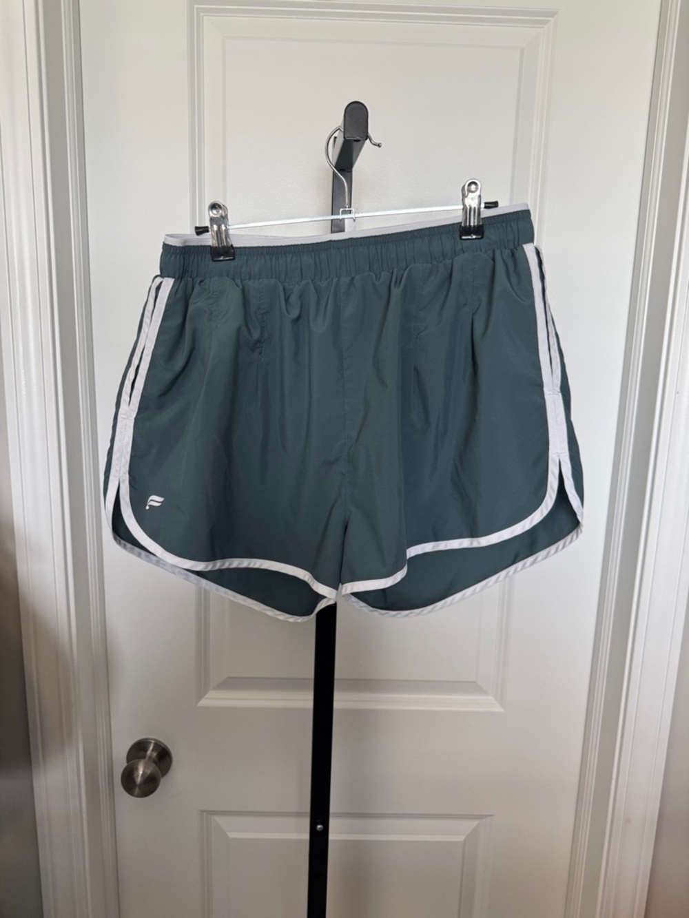 Fabletics Teal/green Athletic Shorts with White Trim